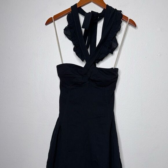 Free People Sleeveless Halter Backless Ruffle Bodycon Mini Party Dress Size Sm - Picture 4 of 11